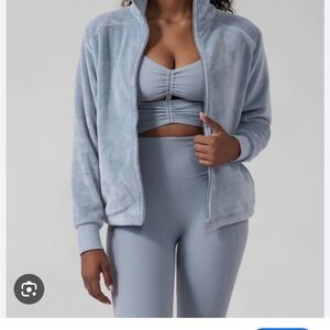 Athleta Recover Cozy Karma Full Zip Blue Jacket Size M